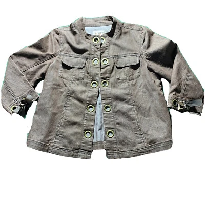 AMI Jean Jacket Womens LARGE Brown Stretch Denim Grommet Hook Eye Festival - Image 1 of 4