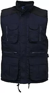 Blau Bodywarmer gepolsterte Weste Körperwärmer Multi-Pocket Jacke Kordelzug Kippbar - Bild 1 von 2