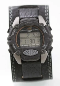 Fossil FSL Men Watch Plastic Gray Black Leather 100m Light Date Alarm Quartz - Picture 1 of 6