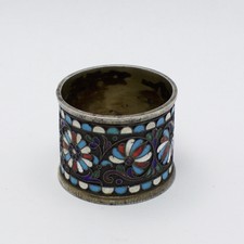 c1900 Russian Moscow 84 Silver Cloisonné Enamel Napkin Ring