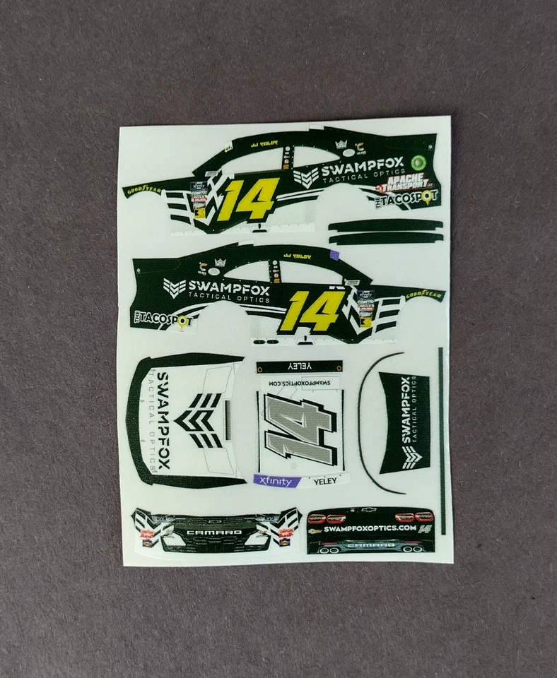 2024 Custom JJ Yeley #14 Swampfox Optics 1/64 Peel & Stick Decals - Image 1 of 1