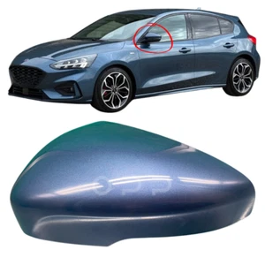 Door Wing Mirror Cover Painted Blue Metallic For Ford Focus MK4 2018- Left Side - Picture 1 of 4