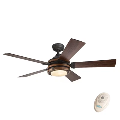 Kichler Barrington 52-in Distressed Black And Wood Tone Indoor Ceiling Fan 35170 - Image 1 of 4
