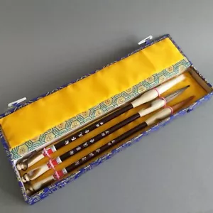 Juego natural vintage de cepillos de madera y hueso para caligrafía china en caja de regalo - Imagen 1 de 12