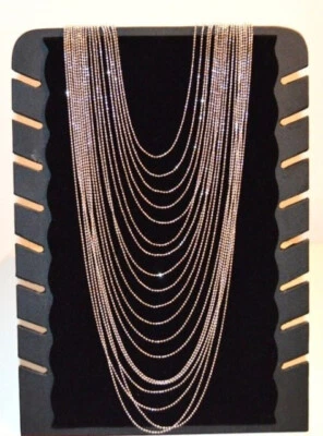 Collana lunga argento donna multi fili luccicante sfere collier elegante C330 - Immagine 1 di 3