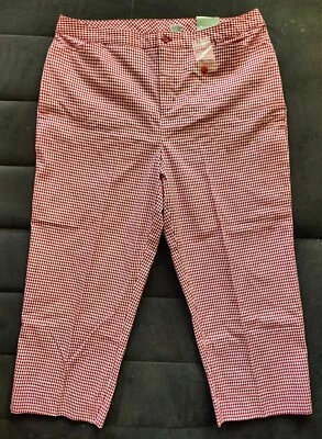 Sonoma Women Check Red White Stretch Ankle Pants Cotton Size 16 New with Tag - Image 1 of 4