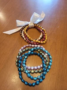 Juego de 8 pulseras elásticas Honora cultivadas de perlas de agua dulce, grandes - Imagen 1 de 7