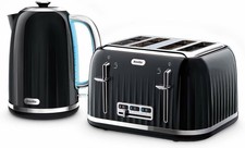 Black Kettle Toaster Sets 4 Wide Slots Kitchen Breakfast House Warming Gift Sale