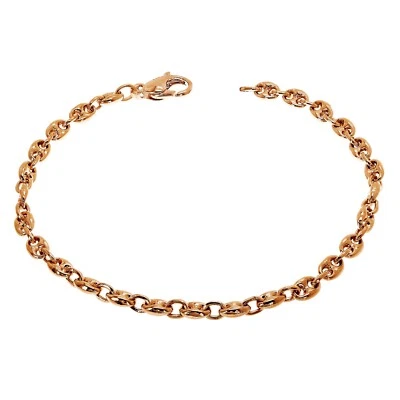 10k Rose Gold Solid Handmade Puffed Mariner Link Bracelet 7.5" 4.9mm 10.4 grams - Image 1 of 4