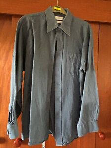 St Michael M&S Mens Blue Non Iron Cotton Shirt Size 15.5