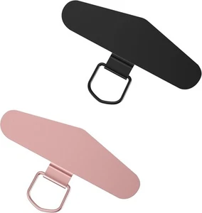 Pestaña de amarre para teléfono delgada, 2 piezas cordón resistente, negro + rosa - Imagen 1 de 6