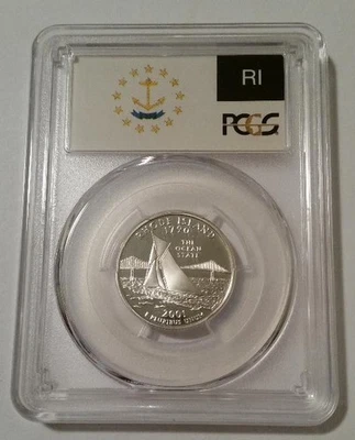 2001 S Silver Rhode Island State Quarter Proof PR69 DCAM PCGS Flag Label - Image 1 of 2