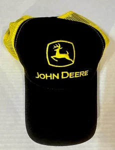 John Deere Yellow/Black Embroidered & Mesh Hat Adult Adjustable One Size FitsAll - Picture 1 of 4