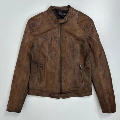 Brown y2k moto leather jacket Italian vintage Vera Pelle - Image 1 of 4