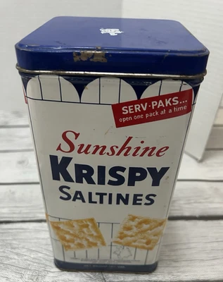 Galleta salina crujiente Sunshine vintage decoración de cocina azul estaño Foto 1 de 4