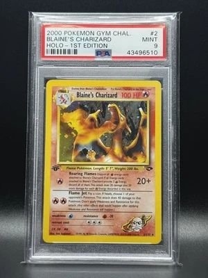 PSA 9 完好 Blaine's Charizard 2 Gym Challenge 第 1 版全息精灵宝可梦卡牌 — 第 1/3 张图片