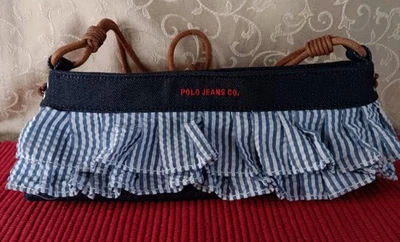 Vintage Y2K Ralph Lauren Polo Jeans Denim Ruffle Mini Shoulder Bag Purse RARE - Image 1 of 4