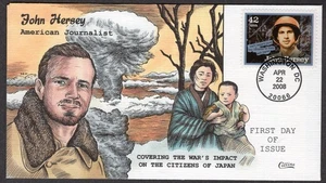 2008 WWII Journalist JOHN HERSEY  (Scott 4249) - Collins H/Painted FDC TD998 - Picture 1 of 1
