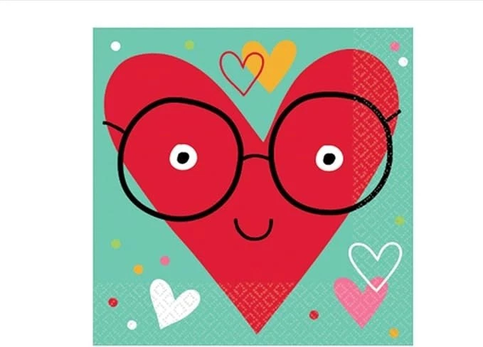 Салфетки для завтрака I Heart Face You — 6,5 x 6,5 дюйма | 36 шт. - Изображение 1 из 1