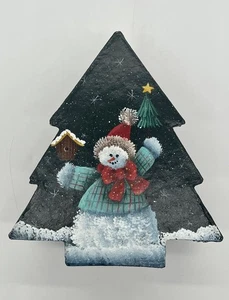 Christmas Tree Shaped Box 7” with Snowman - Picture 1 of 6