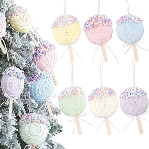 Colorful Macaron Lollipop Party Decorations - 6 Candy Gift Hanging Ornaments for - Picture 1 of 7