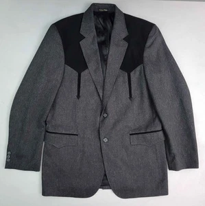CIRCLE S Gray Black Yoke Rancher Western Sport Coat Blazer Men's 42 Long - Picture 1 of 10