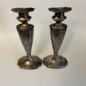 Pair of Antique 1914 Chippendale Electrosilver Candle Stick Holders - Picture 1 of 10