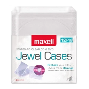 Maxell 190069D CD-360 Replacement CD/DVD Jewel Boxes Plastic 12 Pack (US IMPORT) - Afbeelding 1 van 5