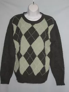 Saks Fifth Avenue Argyle Pullover Lammwolle/Angora Perlen Neu mit Etikett Gr. Medium #CL136 - Bild 1 von 5