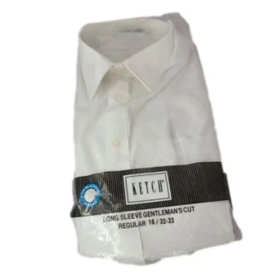 Ketch Long Sleeve Gentleman's Cut Regular 16 32-33 White Button Up Collard - Image 1 of 4