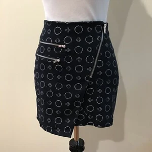 Minifalda H&M Dividida Negra Blanca Estilo Moto Detalle Cremallera Talla 2 - Imagen 1 de 8