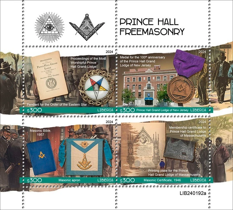 Prince Hall Freemasonry Freemasons MNH Stamps 2024 Liberia M/S - Image 1 of 1