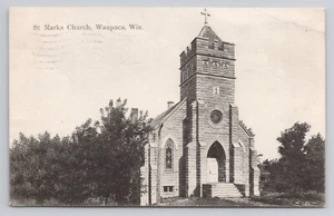 Saint Marks Church Waupaca Wisconsin 1912 Postcard - Picture 1 of 2