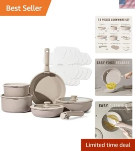 15-Piece Elegant Nonstick Cookware Collection with Oven Safe & Dishwasher Safe - Picture 1 of 10