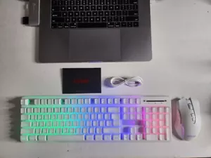 White RedThunder K10 Wireless Gaming Keyboard & Mouse Combo (LED Backlit) - Picture 1 of 3