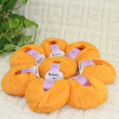 Sale 8BallsX25gr Fluffy Soft Mohair Lace Shawl Rugs Hand Knit Crocheted Yarn 07 - Image 1 of 4