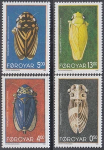 FEROE ISLANDS Sc # 276-9 CPL MNH JUEGO DE 4 - VARIOS ESCARABAJOS SALTAMONTES - Imagen 1 de 1