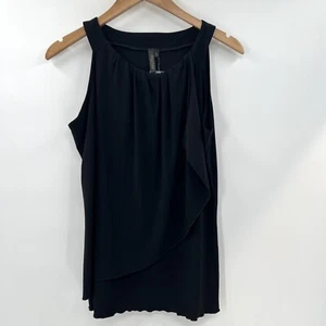 Top Olivia Paige Negro Sin Mangas Pequeña Talla Grande Nuevo con Etiquetas Hecho en EE. UU. Volantes Plisados - Imagen 1 de 6