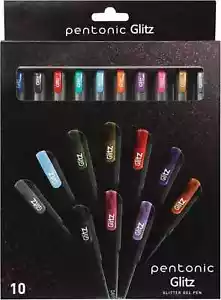Pentonic Glitter Gel Pens, 10 Count, 10 Assorted Colors, 1.0 mm - Picture 1 of 4