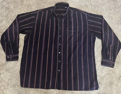 Camisa abotonada de pana a rayas altas 2XLT Harbor Bay de los 90 para hombre manga larga Foto 1 de 4