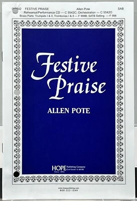 Festive Praise by Allen Pote SAB w Piano Trumpet Trombone Hope Pub Sheet Music - Image 1 of 4