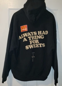 MCDONDALD'S APPLE PIE CACTUS JACK MENS LARGE BLACK HOODED SWEATER - Picture 1 of 8
