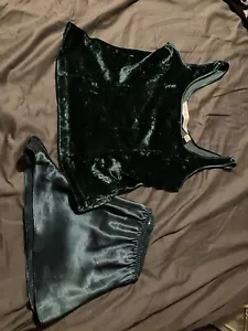 Conjunto de pijama Victoria's Secret de colección para mujer medio verde terciopelo aplastado sin mangas y sedoso - Imagen 1 de 6