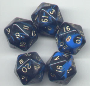RPG Dice Set of 5 D20 - Oblivion Blue - Picture 1 of 1