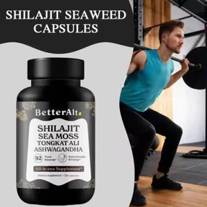 NEW BetterAlt Shilajit Sea Moss Ashwagandha 92 Minerals Supplement 120 Caps - Bild 1 von 8
