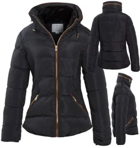 Giacca puffer da donna cappotto imbottito in pelliccia sintetica taglia 12 8 10 14 16 trapuntato - Foto 1 di 5