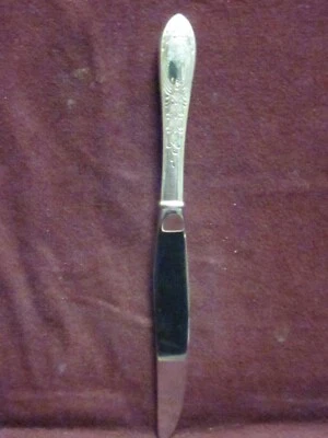 纯银手柄/不锈钢 S Kirk & Son PRIMROSE 现代刀 9 1/8 英寸无花押字 — 第 1/4 张图片