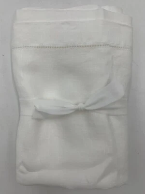 Pottery Barn Classic Belgian Flax Hemstitch Table Runner 108" White #9993Y - Image 1 of 3