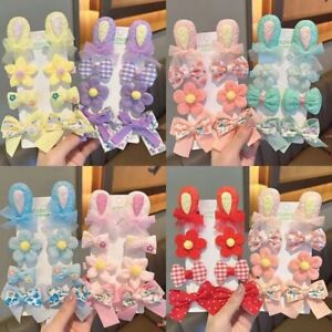 New 8pcs/set Hairpin Kids Girls Baby Headdress Cute Rabbit Ear Flower Hair Clip