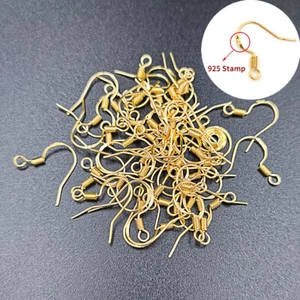 100PCS Gold Plated Earring Hooks Backs Ear Wire DIY Jewelry Handmade Findings - Picture 1 of 3